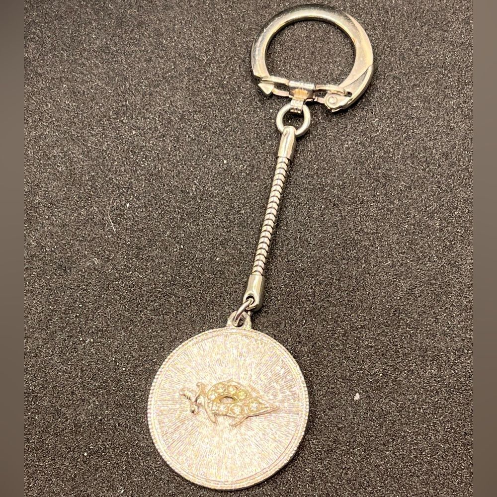Shriners Masonic coin keychain with crescent and scimitar with rhinestones
